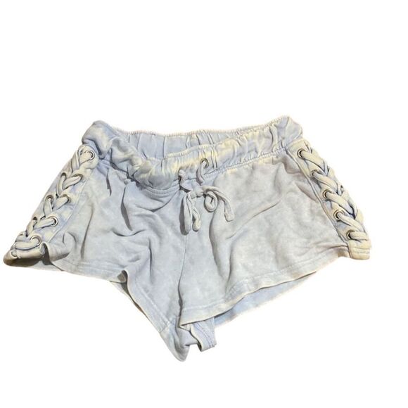 Vanilla Star Juniors Blue Lace-Up Biker Shorts Elastic Waist Drawstring Size S​ - Picture 1 of 4